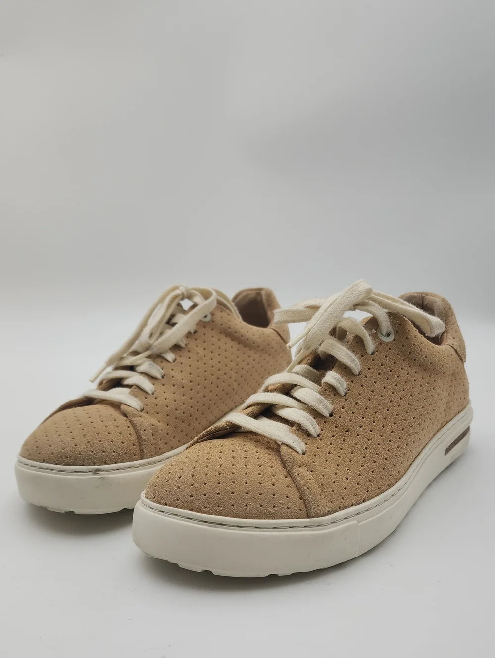 Birkenstock Women's Suede bend low Sneaker in Tan with White Laces Size 7
